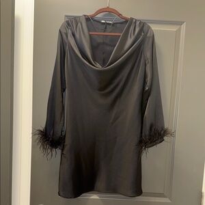 Zara Black Mini Dress with Feather Cuffs